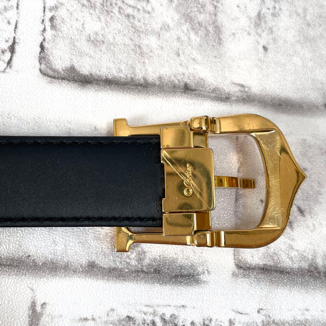美品✨カルティエ　ベルト　Cアロンジェ　Cバックル　ゴールド金具　黒