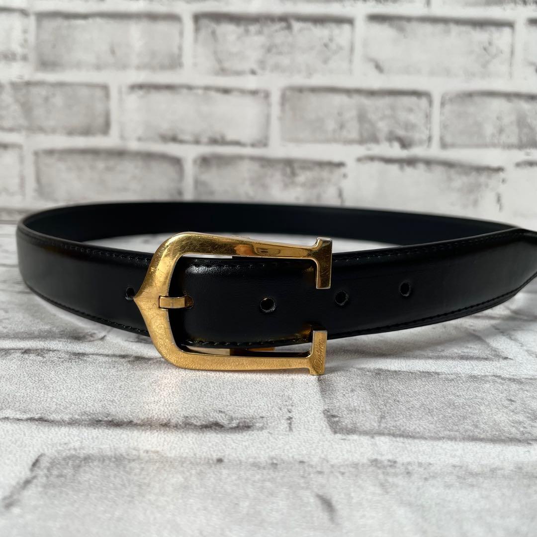 美品✨カルティエ　ベルト　Cアロンジェ　Cバックル　ゴールド金具　黒