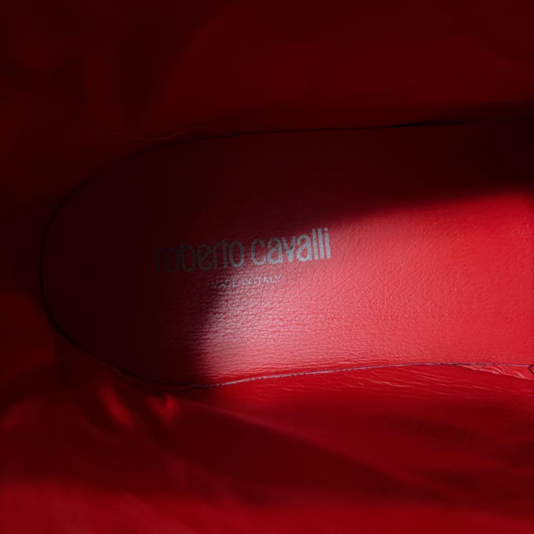 roberto cavalli ハイカットスニーカー レザー 黒赤 42 メンズ