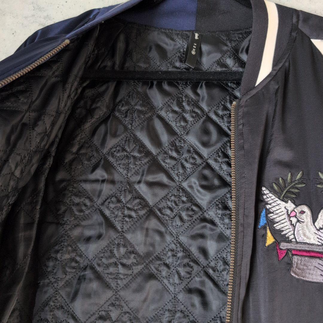 glamb アシンメトリー スカジャン ブラック ネイビー