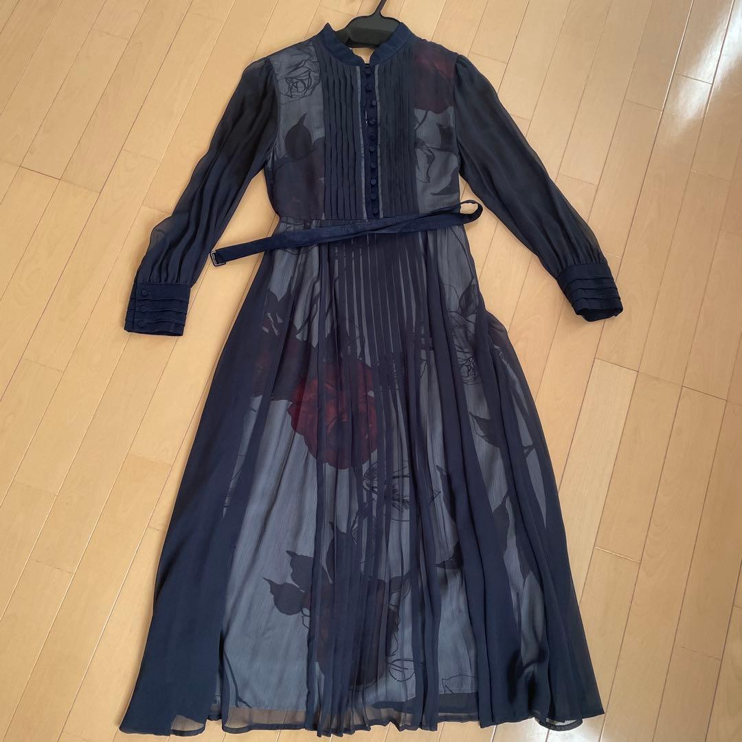 Ameri VINTAGE ELLA VEIL DRESSネイビー　S