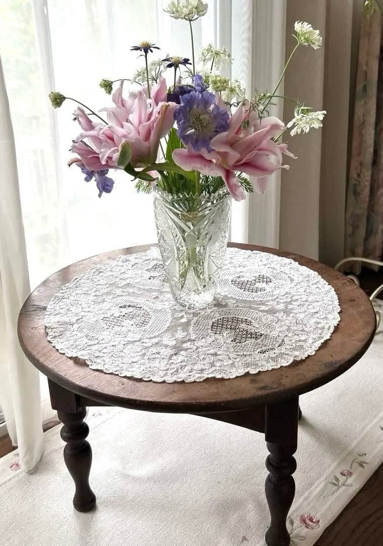 希少　アンティーク　昭和レトロ　小ぶりな木製茶舞台　ろくろ脚