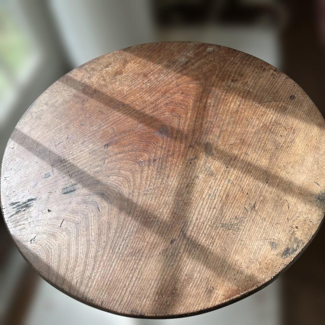 希少　アンティーク　昭和レトロ　小ぶりな木製茶舞台　ろくろ脚