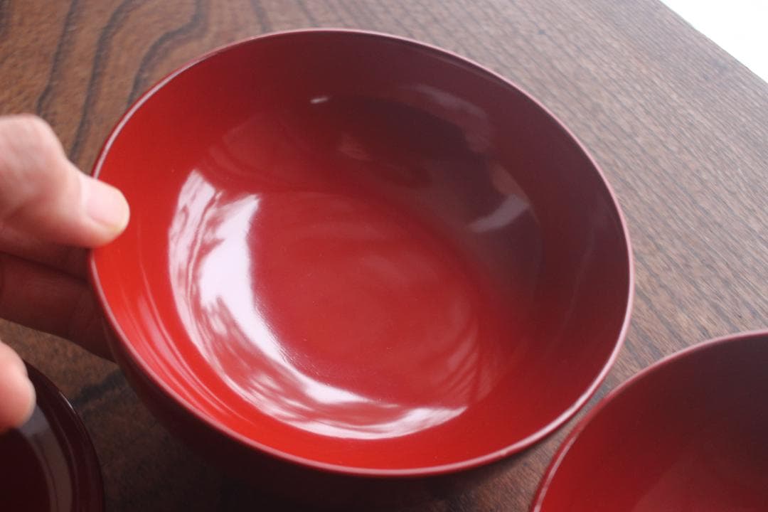 保管傷有！時代朱漆に風情ある富士松沈金の映えるお椀2点（検輪島塗蒔絵椀煮物椀