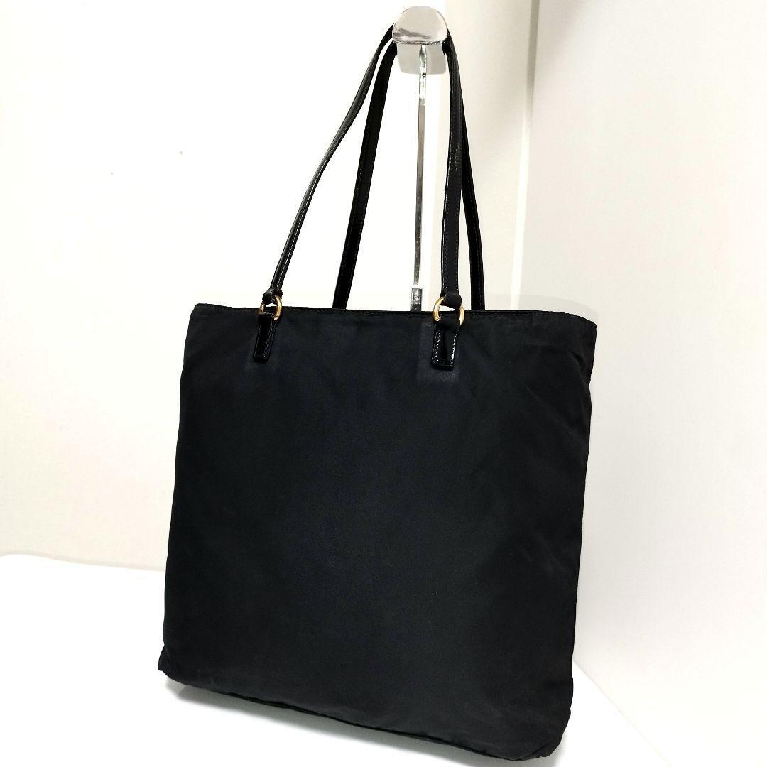 美品☆　プラダ　トートバッグ　ビジュー　レザープレート　肩掛け　ナイロン