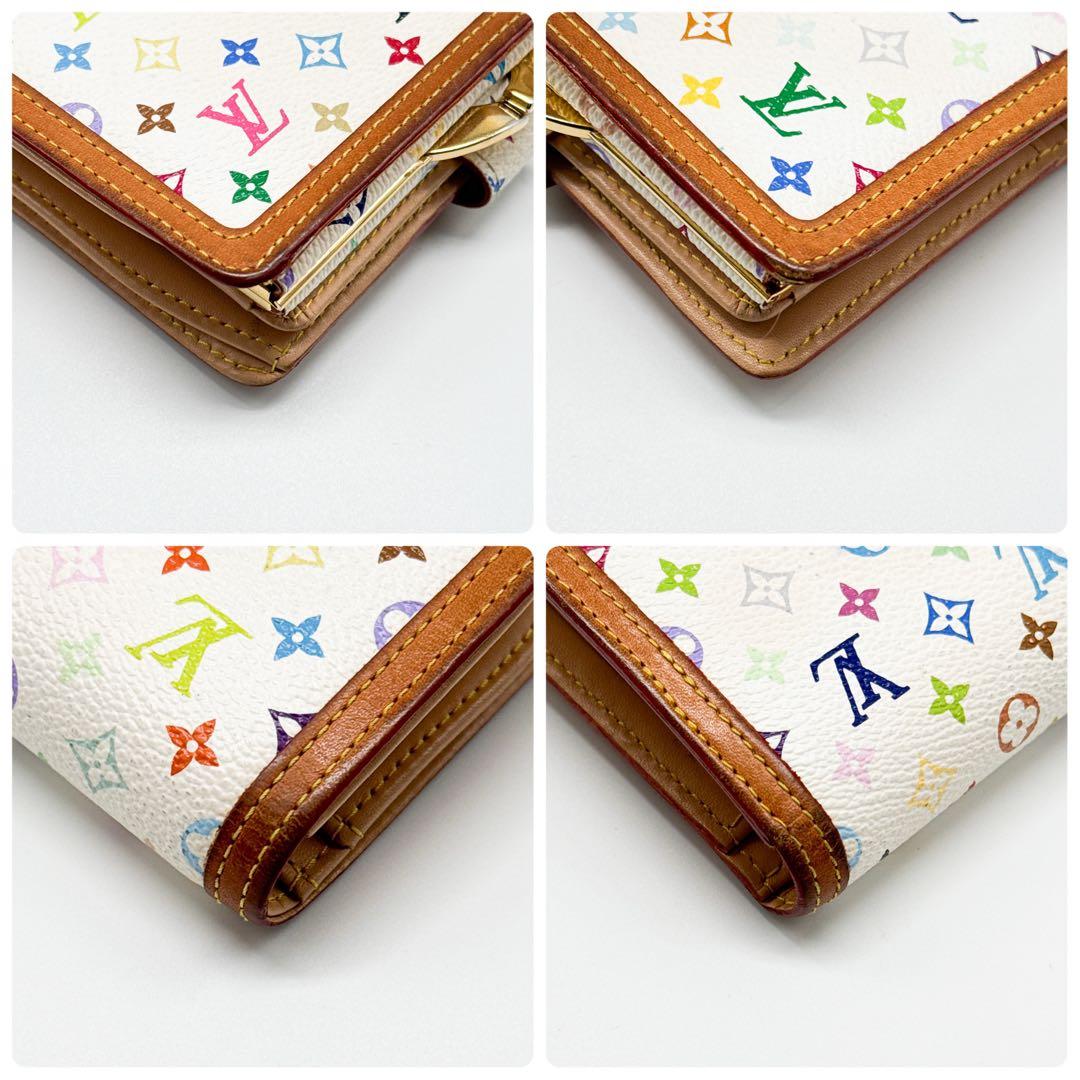 ルイヴィトン モノグラム マルチカラー ヴィエノワ 二つ折り がま口 財布 白