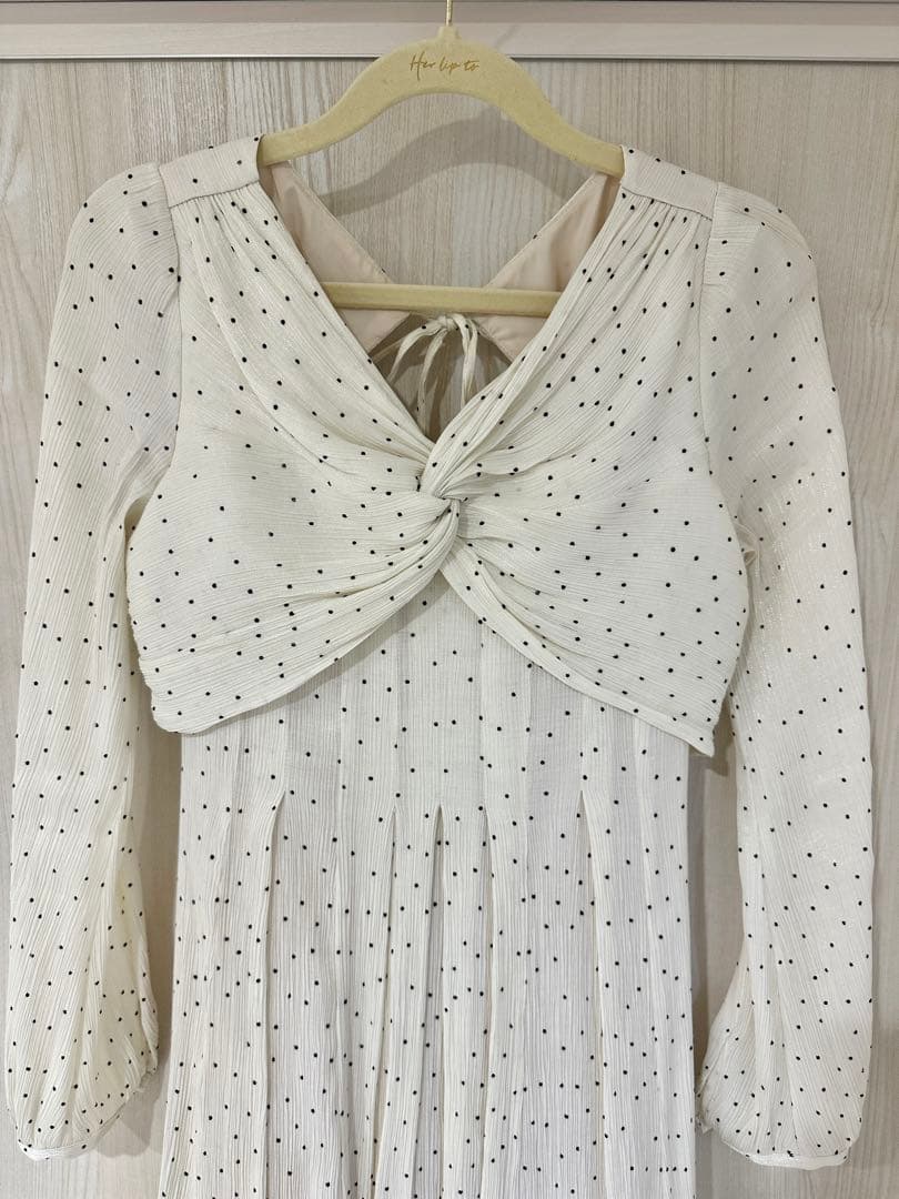 ワンピース Herlipto Moon Glow Dot Pleated Dress S