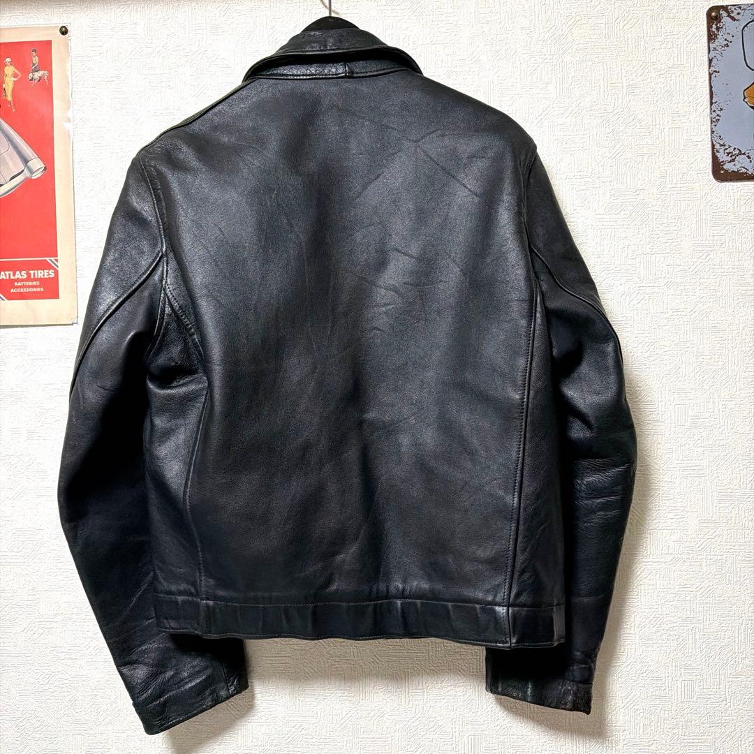 希少　70〜80s フランス軍　レザー　パイロットジャケット　ネイビー　L相当