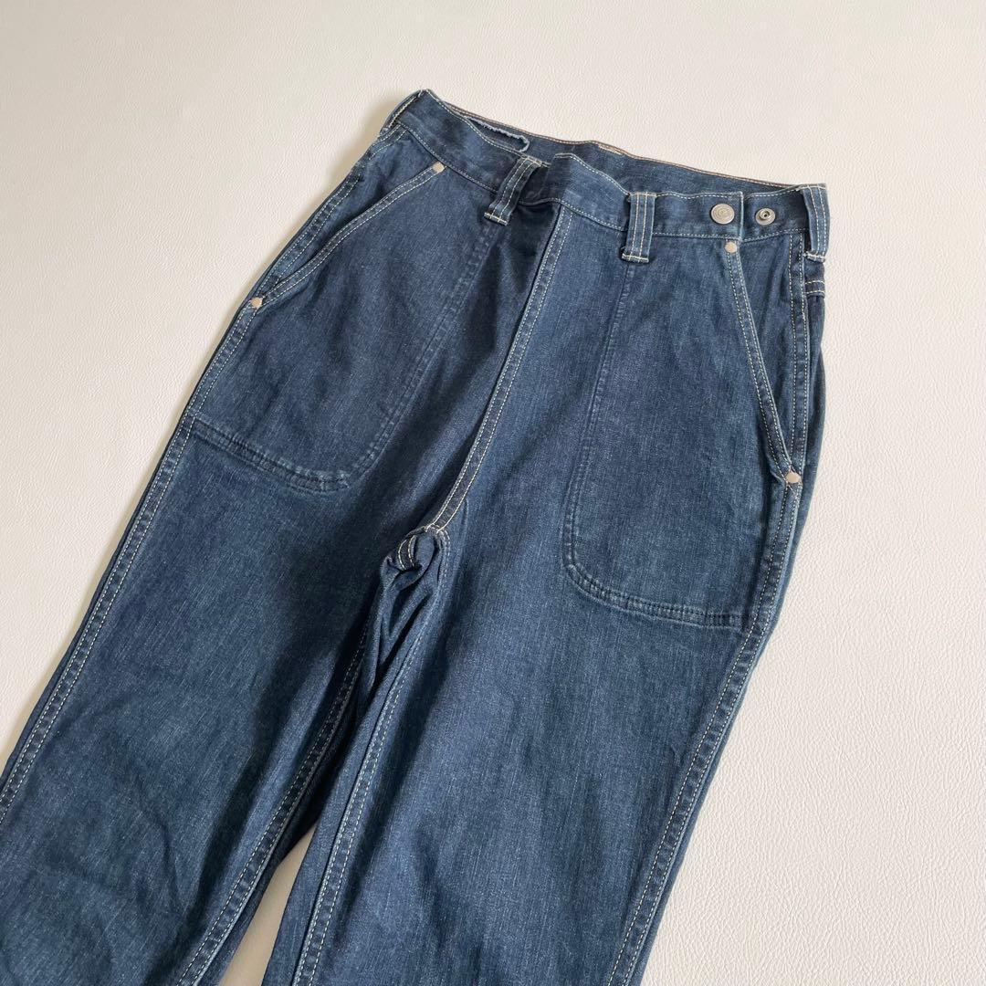 4770【美品】45R 麦デニムストレッチの桃比女　スマイル　テーパードデニム