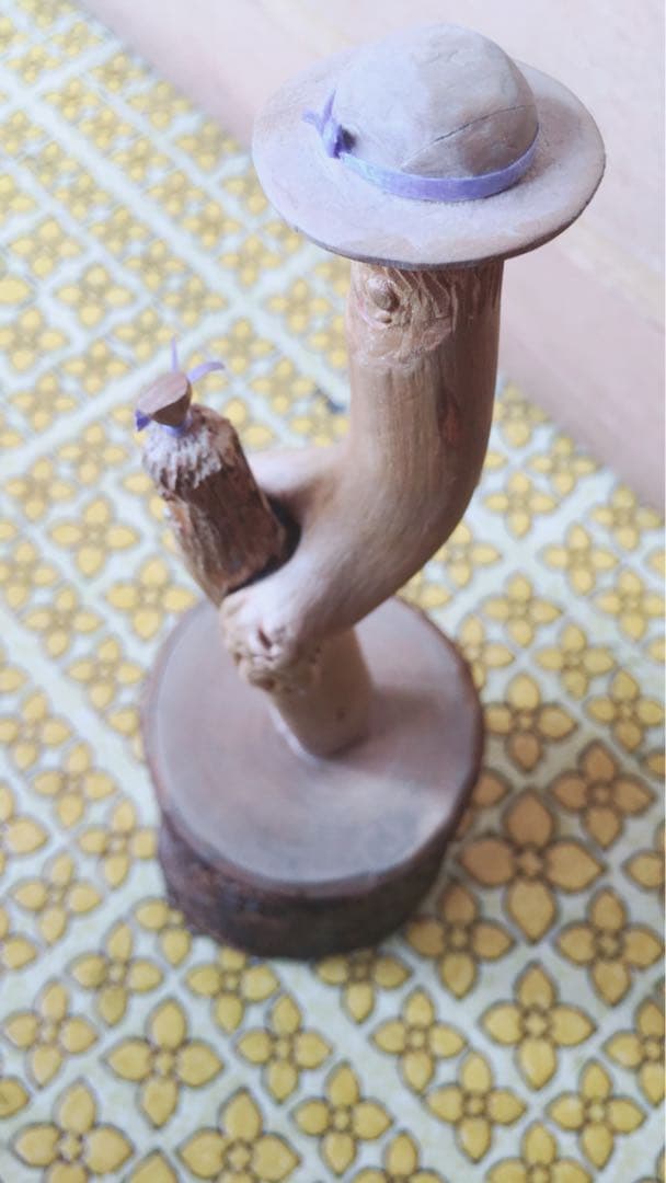 ハンドメイド　ウッドオブジェ　親娘（おやこ）