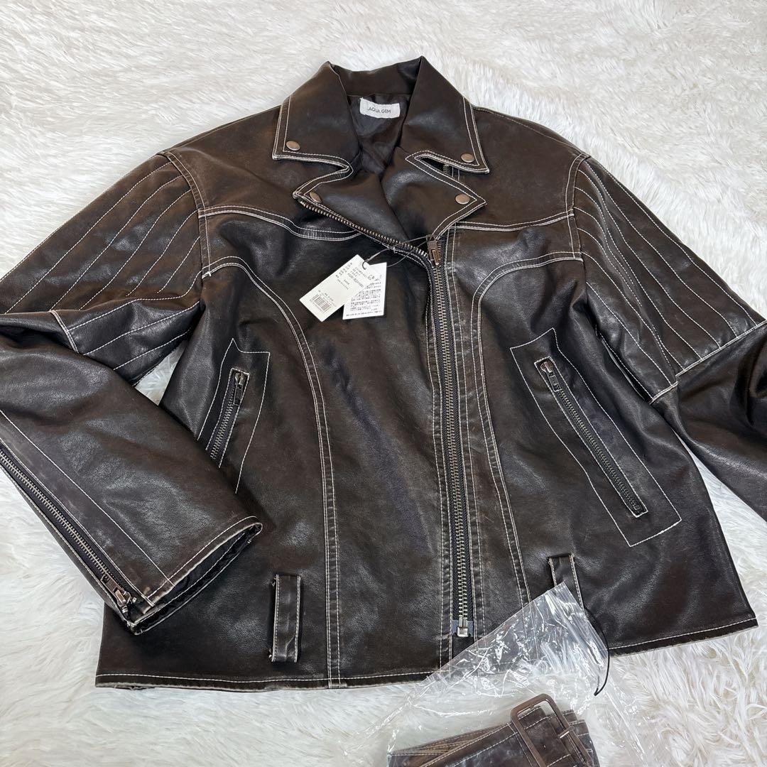 【新品未使用タグ付き】LAGUA GEM レザージャケット　ヴィンテージ仕様