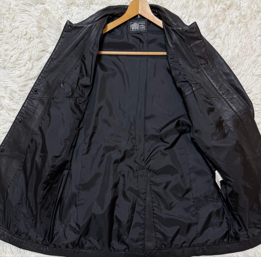 【極美品】　Vintage ラムレザー　ステンカラーコート　比翼ボタン