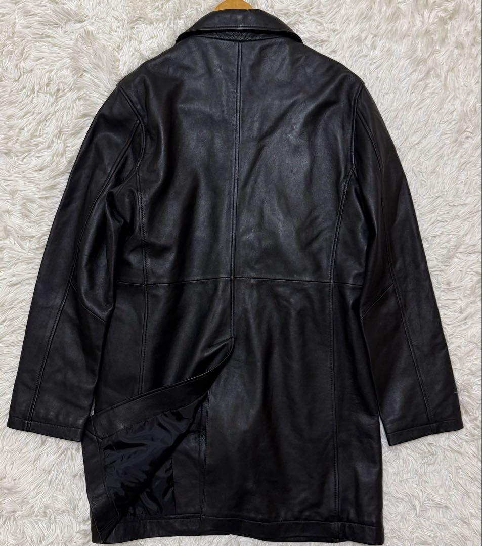 【極美品】　Vintage ラムレザー　ステンカラーコート　比翼ボタン