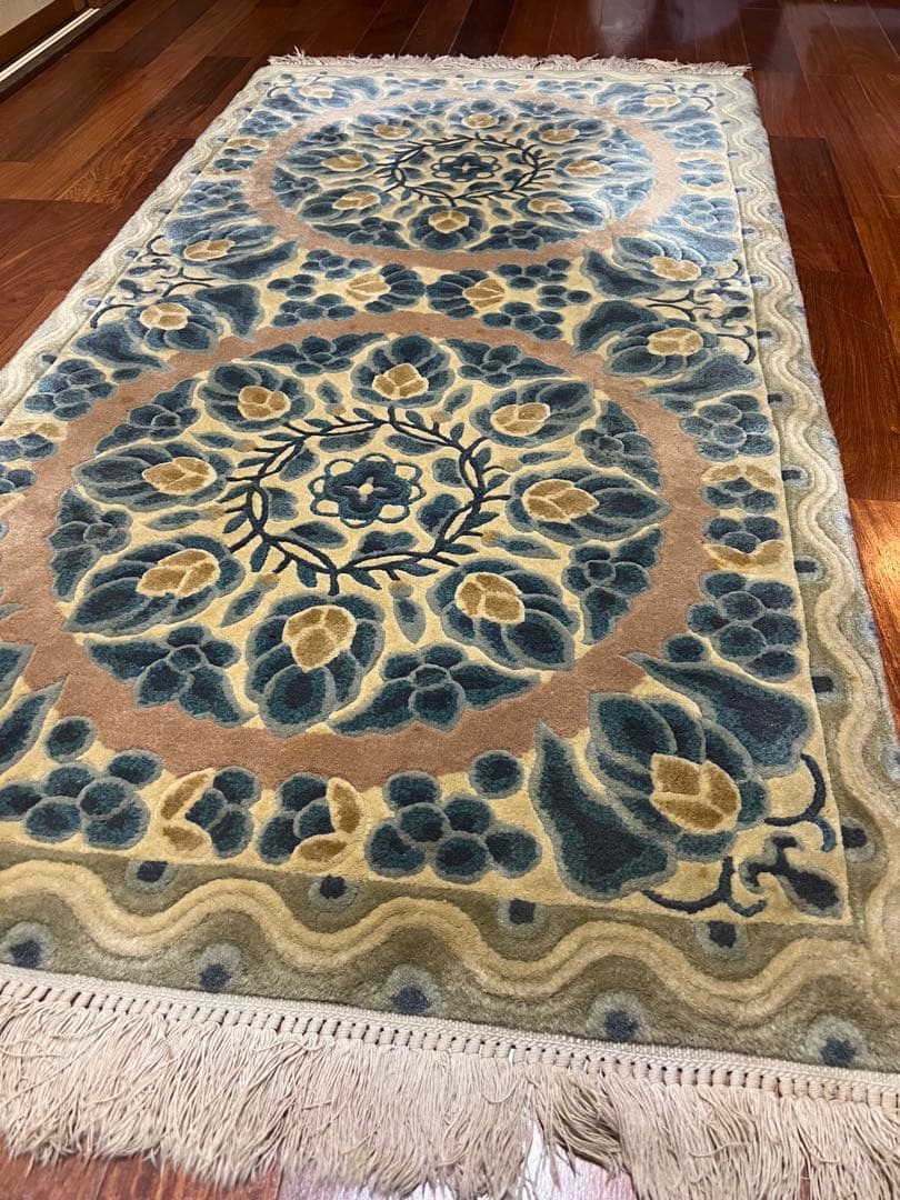 山形緞通 段通 オリエンタルカーペット80×150鍋島段通 伝統工芸マット ラグ