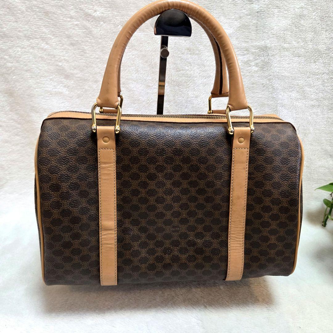 美品 CELINE セリーヌ マカダム PVCレザー ボストンバッグ トリオンフ