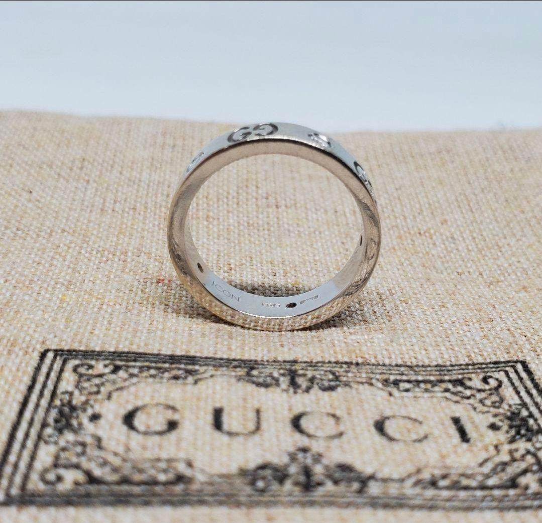 【超レア現行品】GUCCI ホワイトゴールドリング ダイヤモンド 5P約4.4ｇ