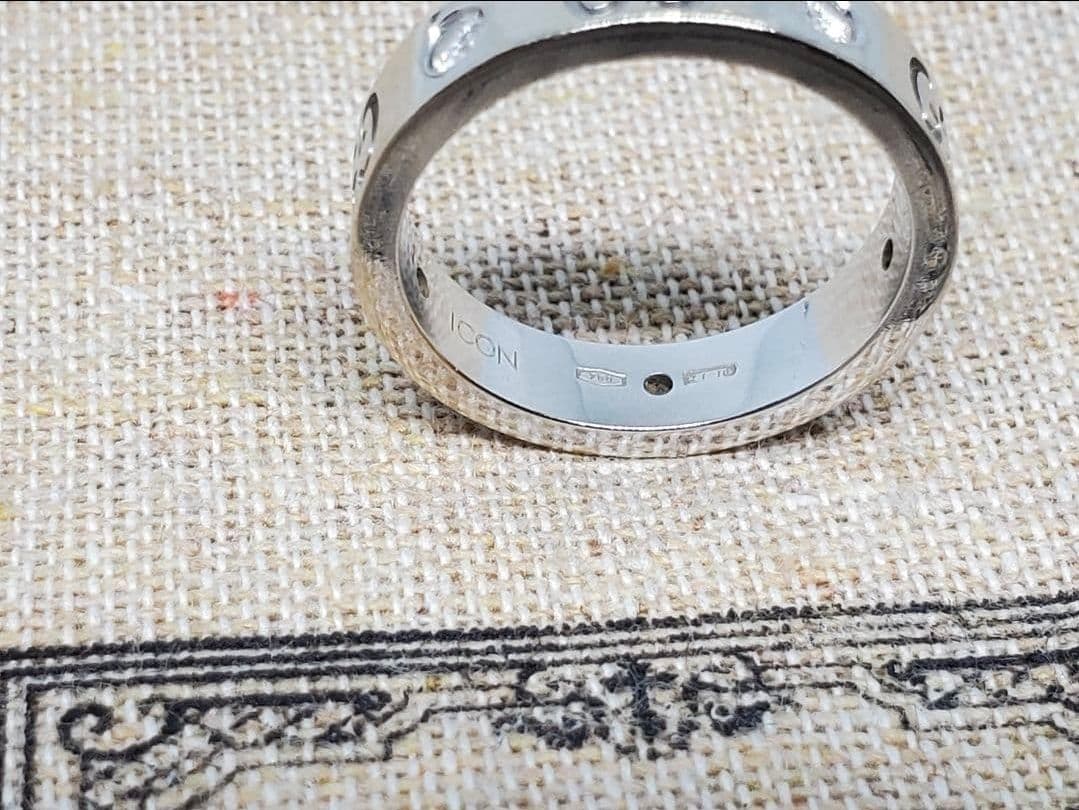【超レア現行品】GUCCI ホワイトゴールドリング ダイヤモンド 5P約4.4ｇ