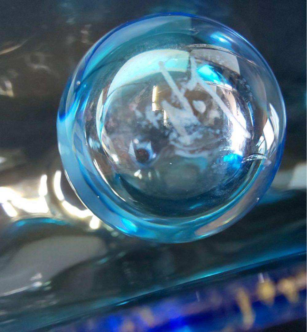 ガラス ブルー 香水瓶 金箔入り 作家 オブジェ