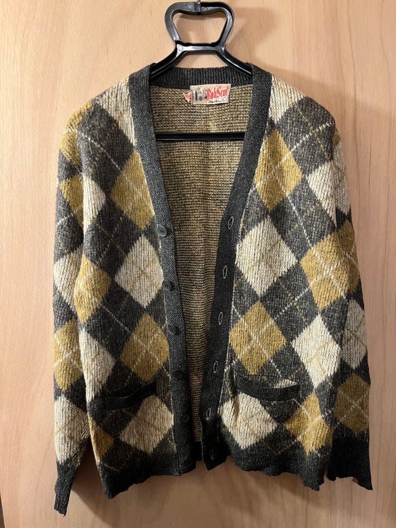 モヘアカーディガン　60s　RobScot アーガイル