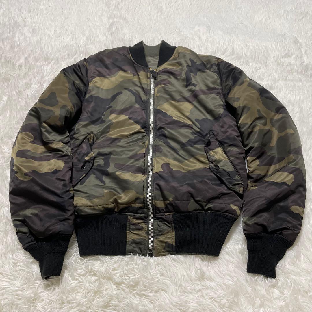 ALPHAアルファ　MA-1 フライトジャケット　迷彩　カーキ　リバーシブル　M