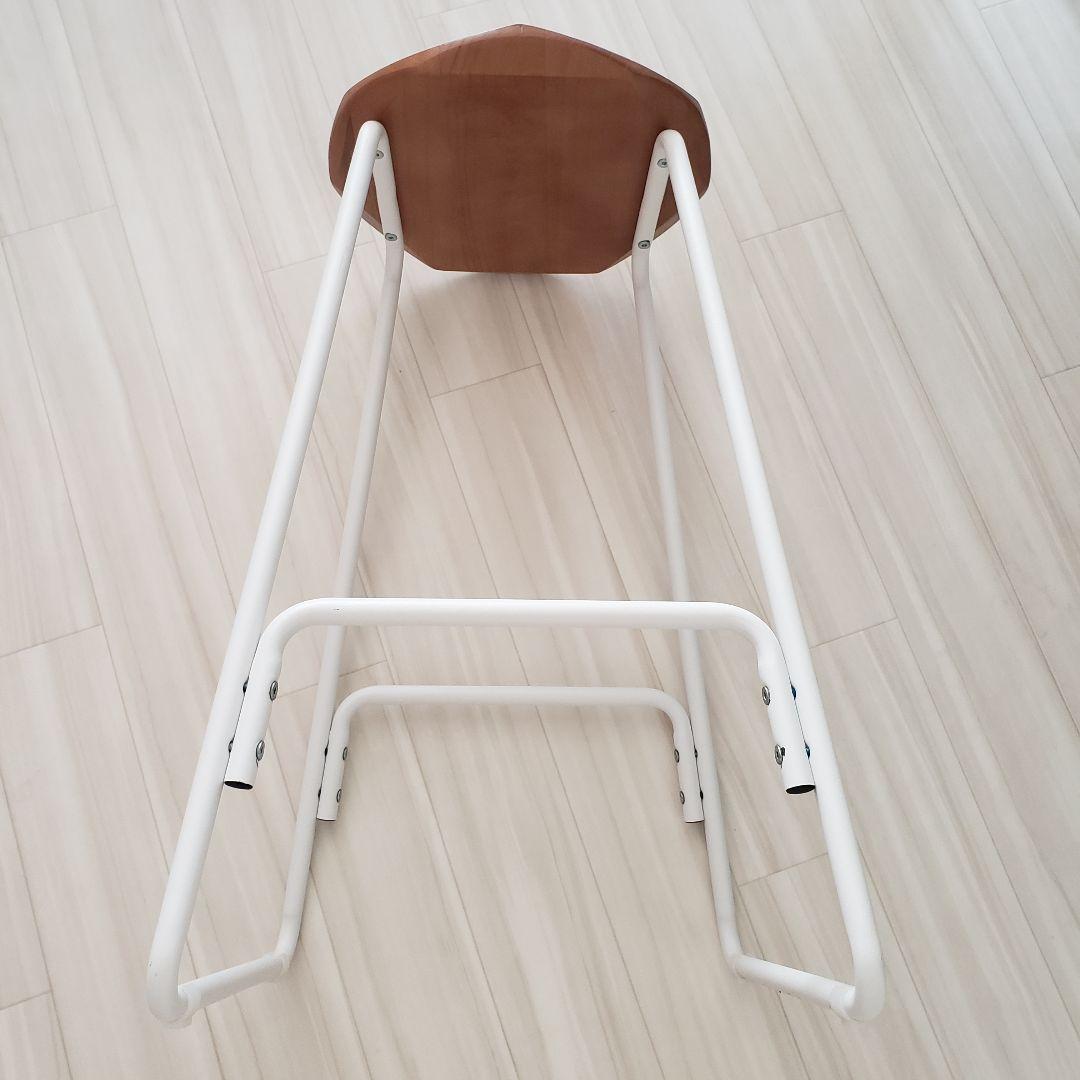 二脚 カウンターチェア ハイチェア 高さ65.5八角形スツール 木製天板 白脚