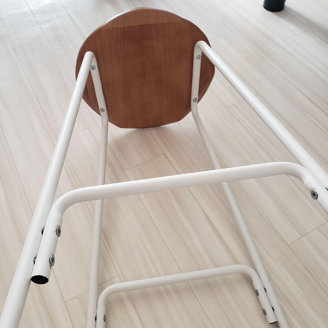 二脚 カウンターチェア ハイチェア 高さ65.5八角形スツール 木製天板 白脚