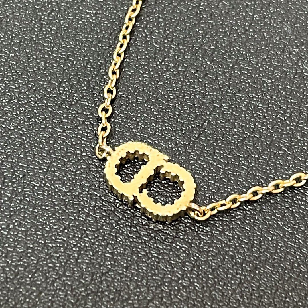 美品 ディオール Dior CDロゴ ブレスレット ゴールド ラインストーン.