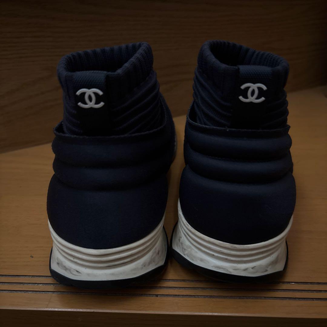 CHANEL ストレッチ ネイビー スニーカー