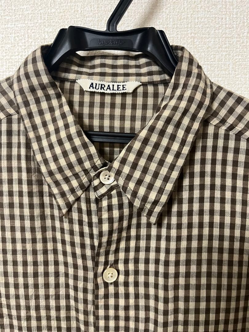 トップス AURALEE AIRY LIGHT COTTON CHECK BIGSHIRT