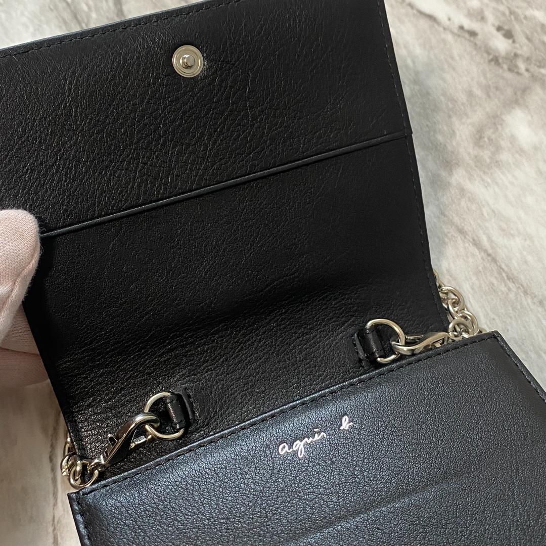 新品【アニエスベー】財布 ミニバック ポーチ 黒 レザー agnesb　2188