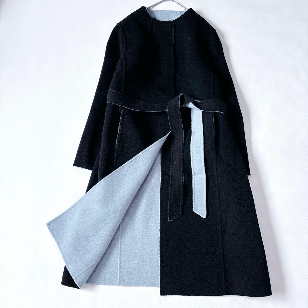 タグ付き未使用品♡東京ソワール リバーシブル ノーカラーリバーコート カシミヤ混