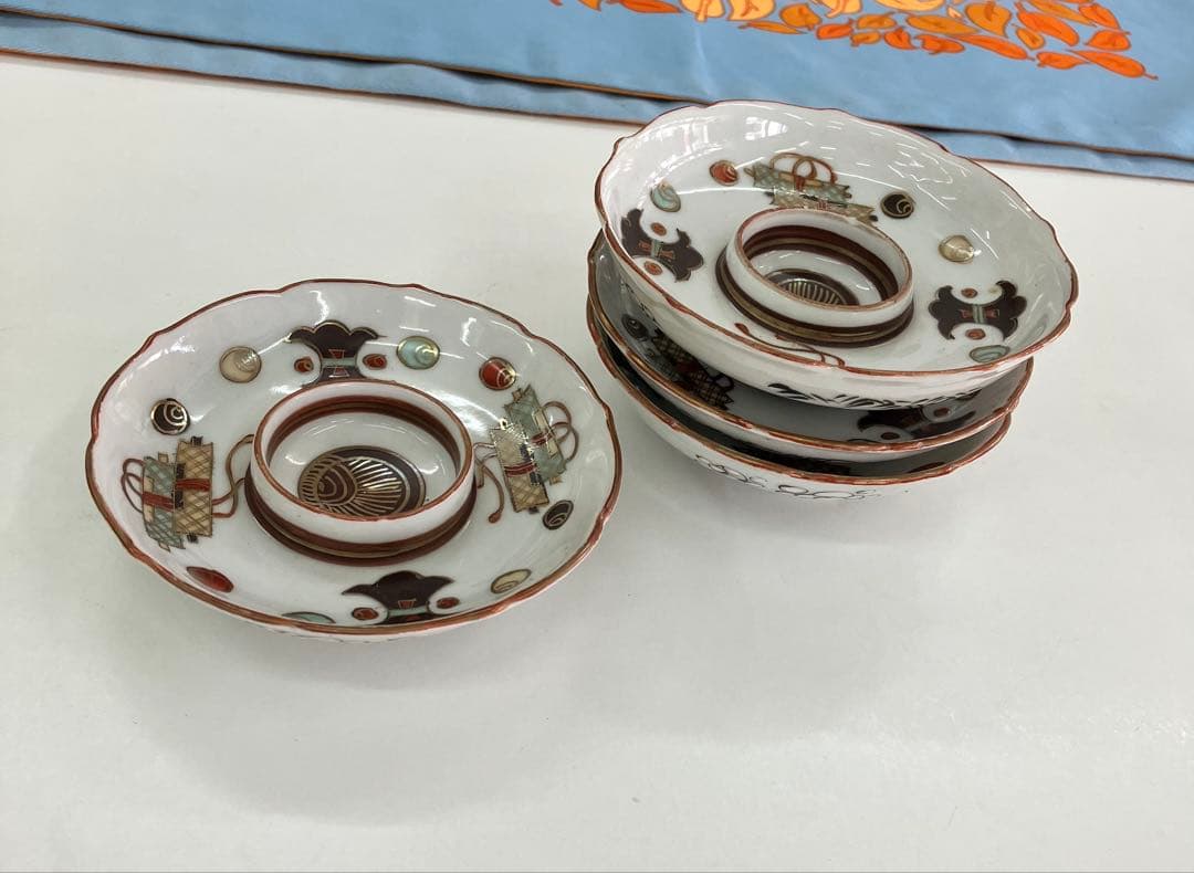 九谷焼 お猪口 受け皿 4枚セット