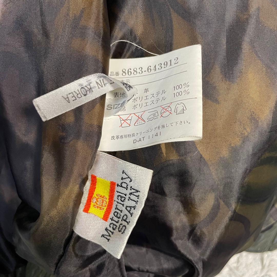 【vintage】スペイン 羊革ラムレザーシングルライダースジャケット カーキL