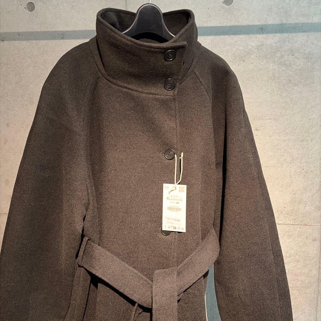 ZARA ソフトハイネックベルトコート　XL