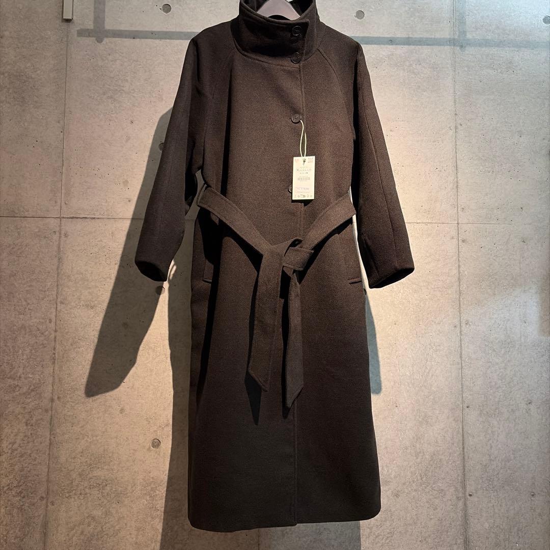 ZARA ソフトハイネックベルトコート　XL