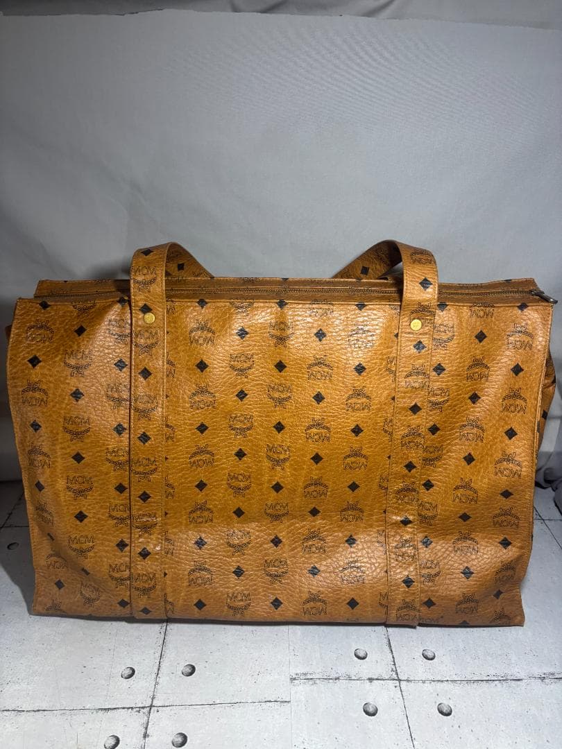 美品　MCM ヴィセトス柄 大型ボストンバッグ トラベルバッグ ブラウン