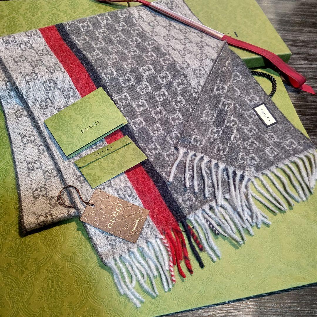 ❤新品箱袋付き❤GUCCI マフラーショール ストール❤カシミア❤赤