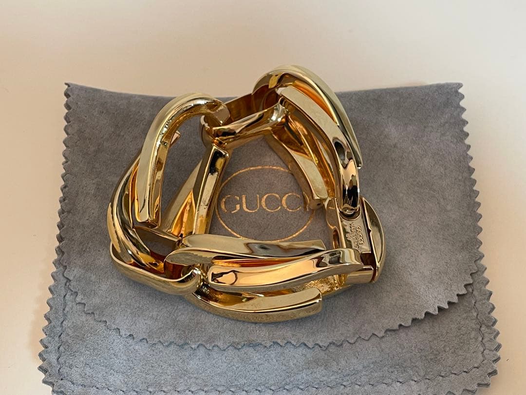 グッチ GUCCI ヴィンテージ 重厚 ブレスレット ゴールド 新品同様美品