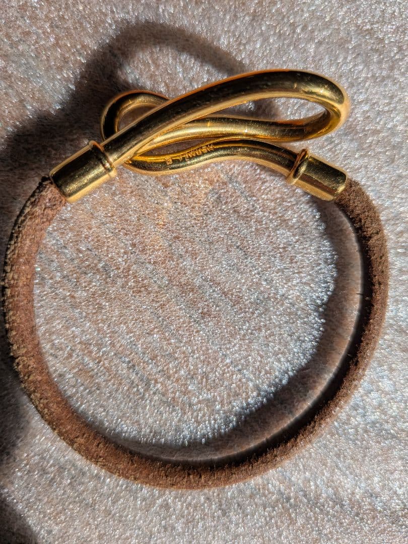 エルメス ジャンボ ブレス チョーカー ブラウン×ゴールド金具 18cm