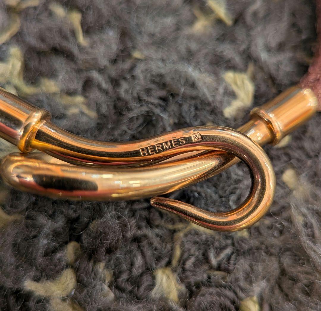 エルメス ジャンボ ブレス チョーカー ブラウン×ゴールド金具 18cm