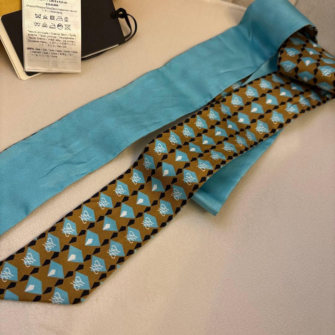 FENDI シルクラッピー青・茶色