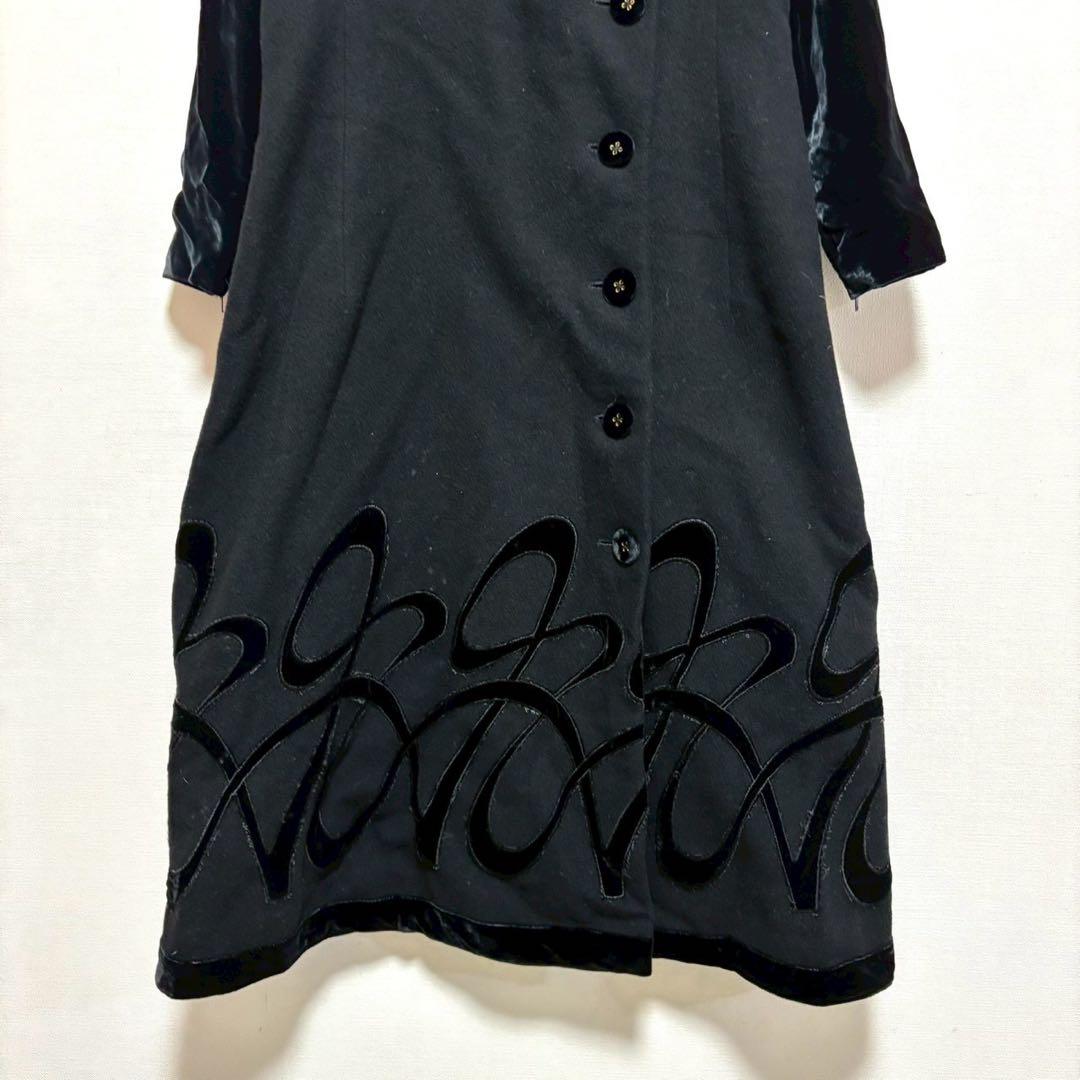 HIROKO KOSHINO ロングコート 黒 ブラック 9 アウター 上品