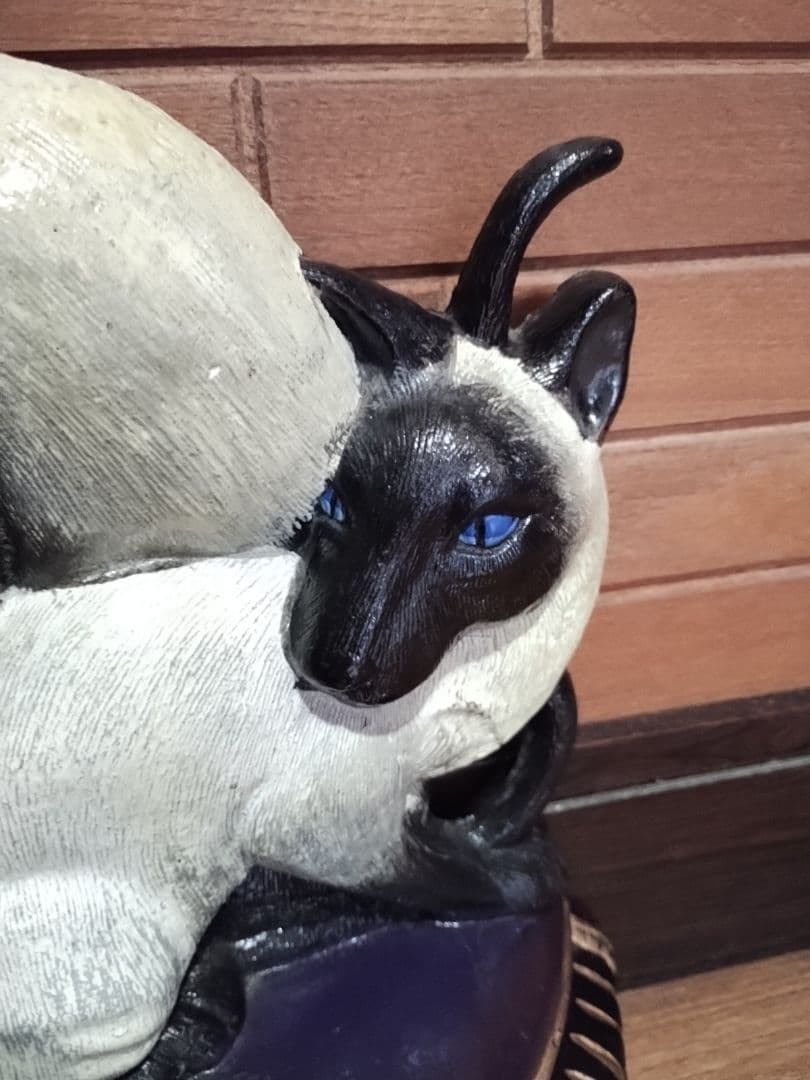 シャム猫 オブジェ ドアストッパー 金属製 置物 ネコ彫刻 インテリア小物 雑貨