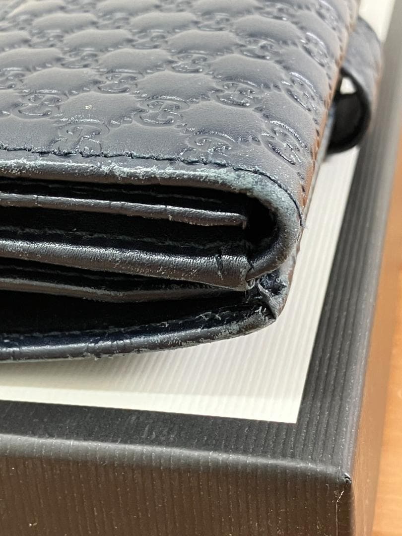 Gucci　グッチ マイクログッチシマ 長財布 449393 レザー　Wホック
