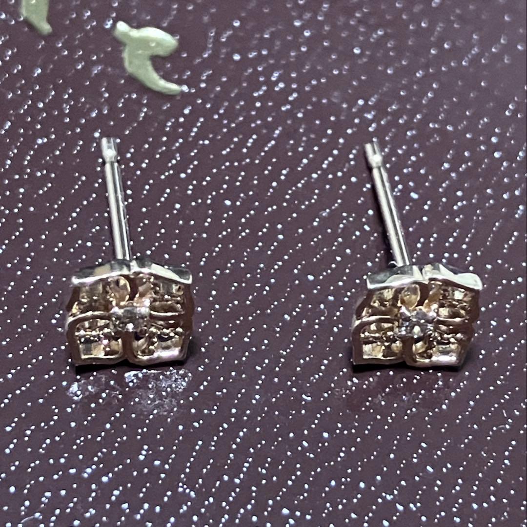 agete花びら　ダイヤピアス　k10