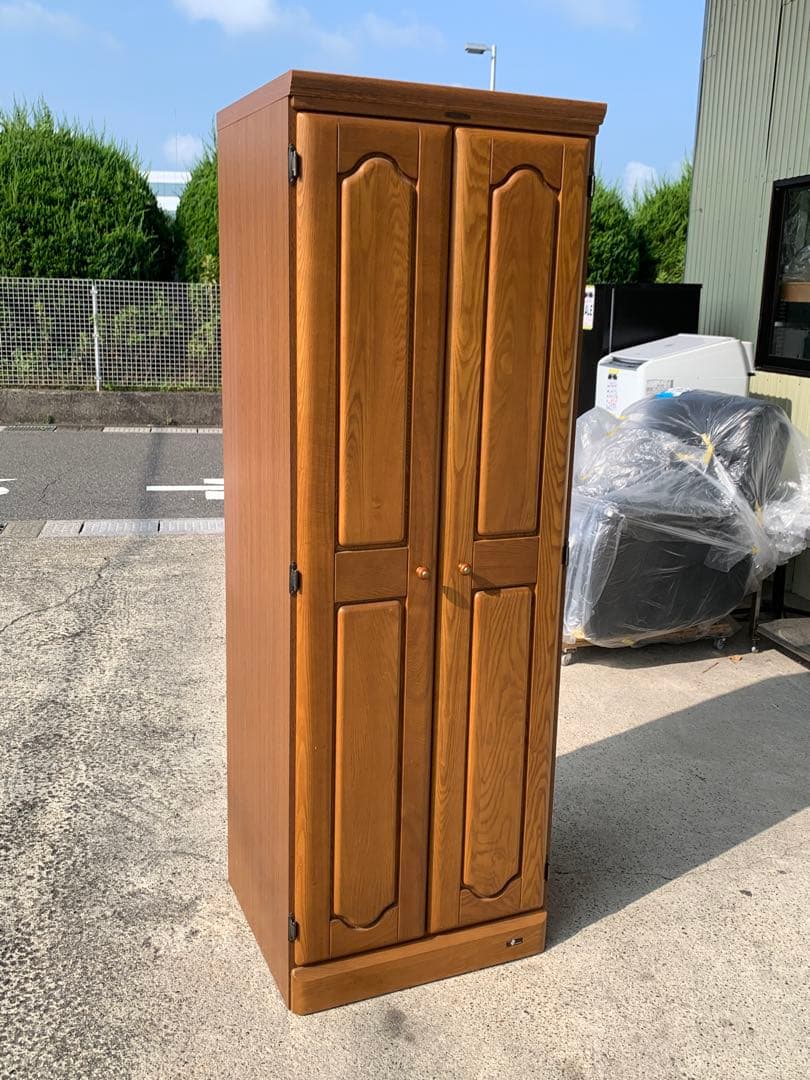 ナチュラルウッド　ワードローブ　鏡付き　(滋賀県内のみ)