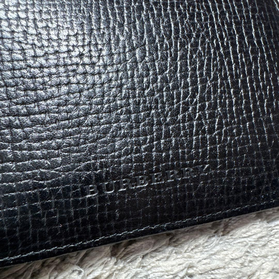 BURBERRY バーバリー 二つ折り財布 レザー ブラック ノバチェック