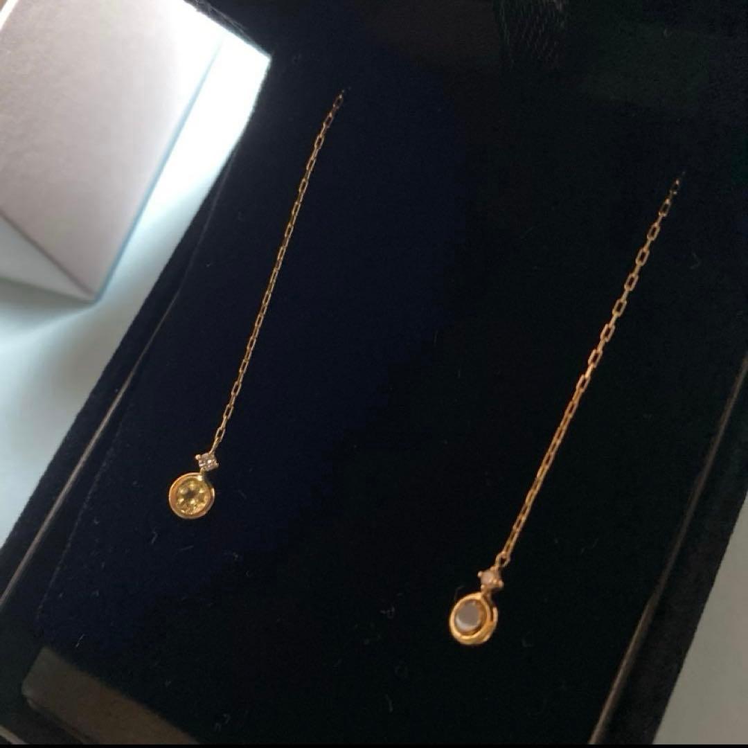 4°C ダイヤ　シトリン　k18ピアス✨✨