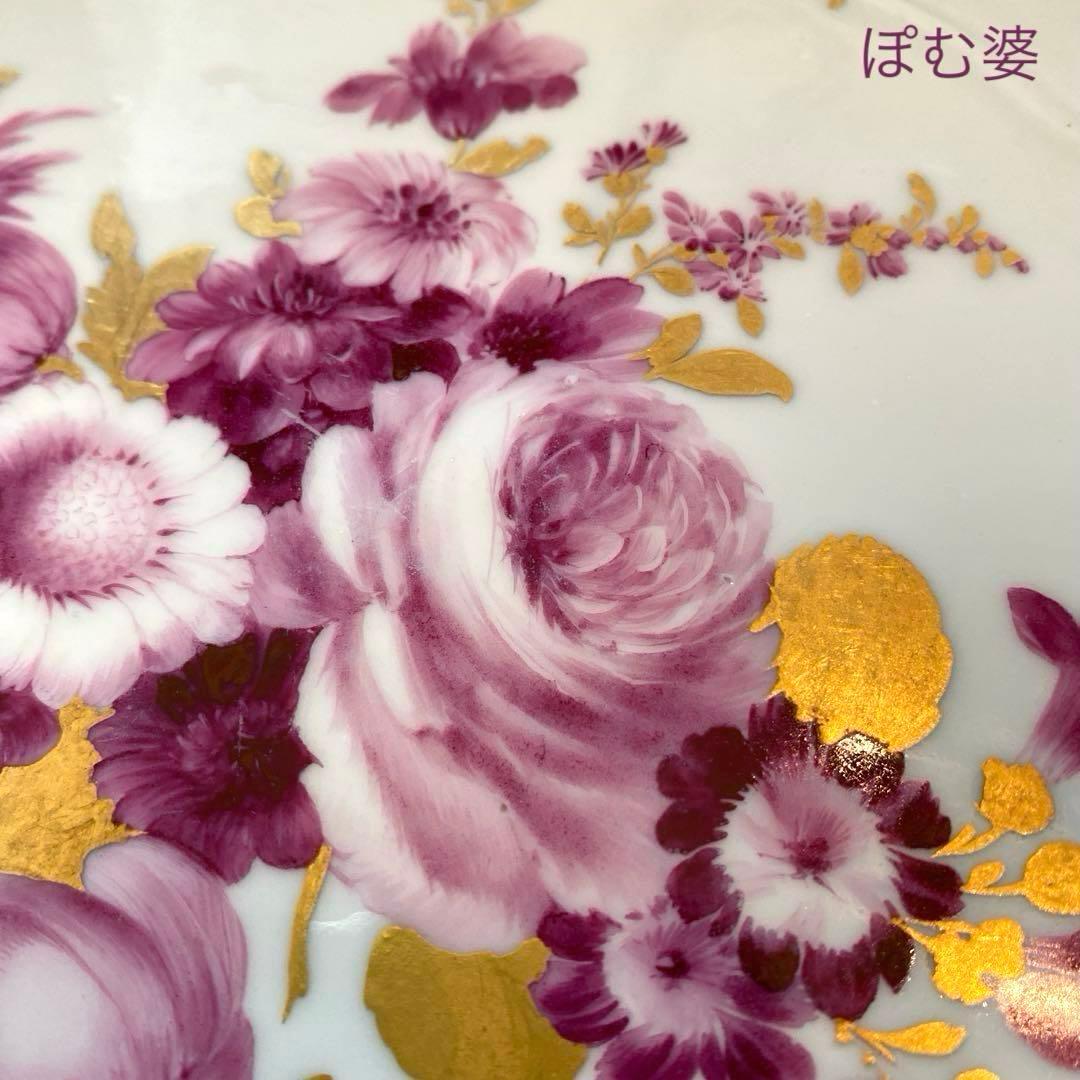 【アンティークマイセン】18世紀／楕円皿 トレイ「カマイユ／印象主義の薔薇」