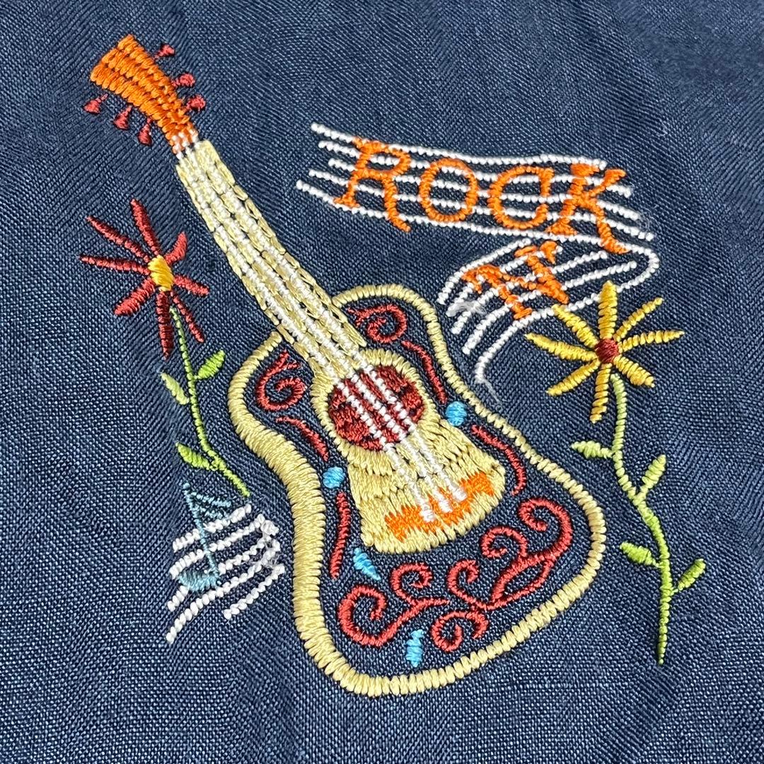 732 音楽モチーフ刺繍×配色袖 リネン100 RUDE GALLERY 2
